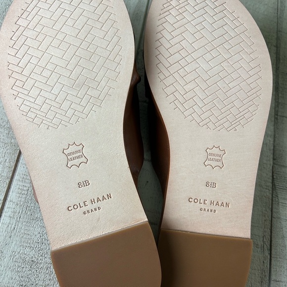 Cole Haan GrandSeries Tan Leather Slide Sandals Crisscross Slip on Comfort Shoes - Picture 6 of 7